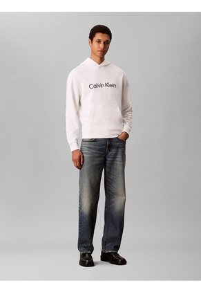 Buzo Blanco Con Capucha De Corte Regular Calvin Klein