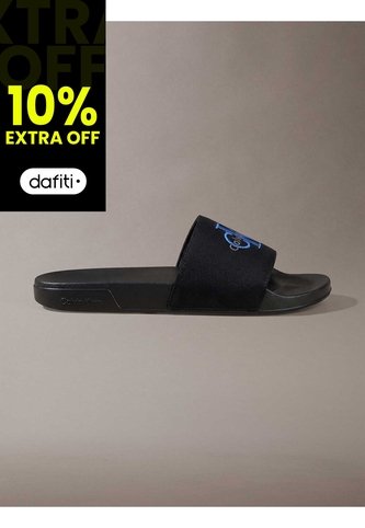 Sandalias Negro Contorneadas De Lona Con Logo Calvin Klein Calvin Klein