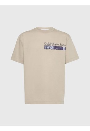 Camiseta Con Logo Relaxed Hombre Beige Calvin Klein