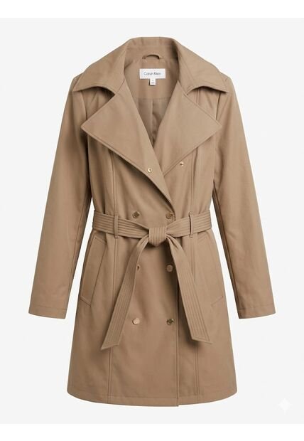 Chaqueta Gris Trench Softshell De Doble Botonadura Calvin Klein