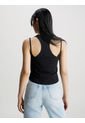 Camiseta De Tirantes Acanalada De Dos Capas Mujer Negro Calvin Klein de Calvin Klein