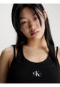 Camiseta De Tirantes Acanalada De Dos Capas Mujer Negro Calvin Klein de Calvin Klein