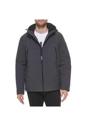 Chaqueta Gris Soft Shell Con Capota Y Forro De Sherpa Calvin Klein