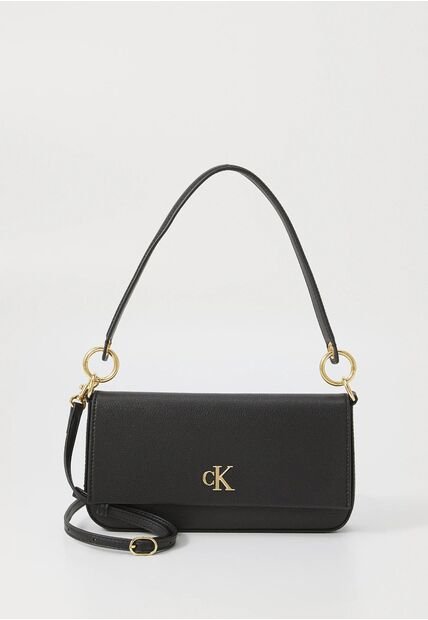 Bolso Negro De Hombro Minimal Monograma Calvin Klein