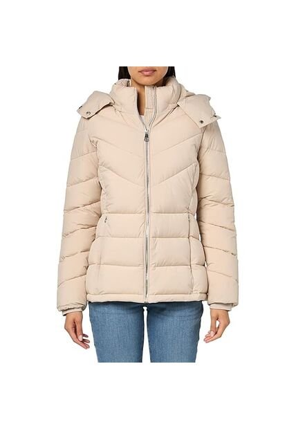 Chaqueta Crema Puffer Con Capota Calvin Klein