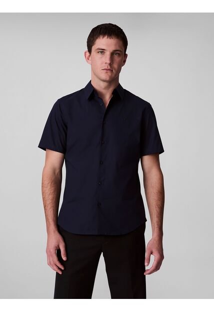 Camisa Azul Slim De Algodón Elástico Calvin Klein