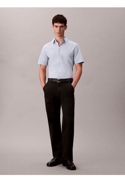 Camisa Azul Slim De Algodón Elástico Calvin Klein