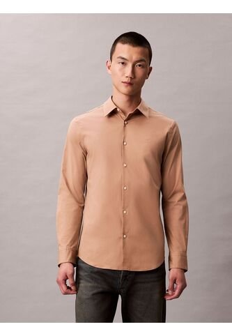 Camisa Beige Slim Fit Elástica De Manga Larga Calvin Klein Calvin Klein