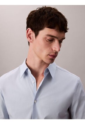 Camisa Azul Slim De Algodón Elástico Calvin Klein