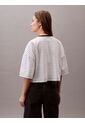 Camiseta Blanca Boxy A Rayas Cropped Calvin Klein de Calvin Klein