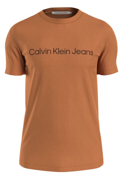 Camiseta Con Logo En El Pecho Hombre Chocolate Calvin Klein