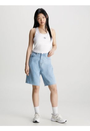Camiseta De Tirantes Acanalada De Dos Capas Mujer Blanco Calvin Klein