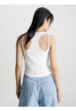 Camiseta De Tirantes Acanalada De Dos Capas Mujer Blanco Calvin Klein