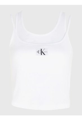 Camiseta De Tirantes Acanalada De Dos Capas Mujer Blanco Calvin Klein