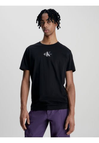 Camiseta De Algodón Con Monograma Hombre Negro Calvin Klein Calvin Klein