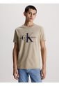 Camiseta Slim Con Monograma Hombre Beige Calvin Klein de Calvin Klein