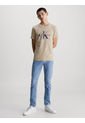 Camiseta Slim Con Monograma Hombre Beige Calvin Klein de Calvin Klein