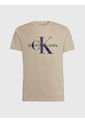 Camiseta Slim Con Monograma Hombre Beige Calvin Klein de Calvin Klein