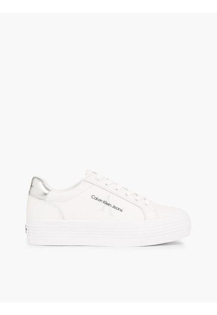 Tenis Blanco De Plataforma De Cuero Calvin Klein