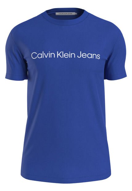 Camiseta Con Logo En El Pecho Hombre Azul Calvin Klein