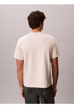 Camiseta Beige De Manga Corta Con Monograma Estampado Calvin Klein