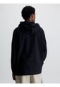 Buzo Gofrada Con Gorro De Algodón Insignia Hombre Negro Calvin Klein de Calvin Klein