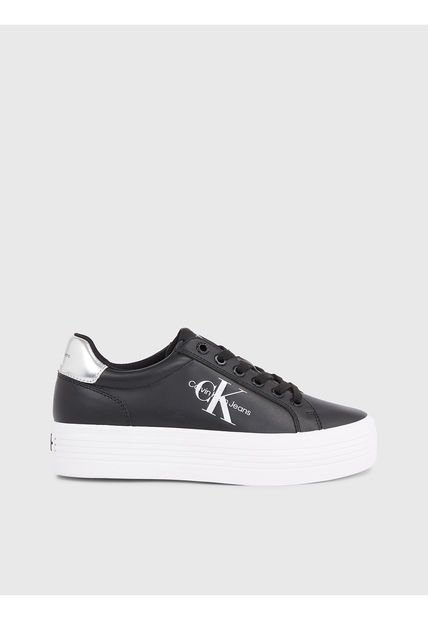Tenis Negro De Plataforma De Cuero Calvin Klein