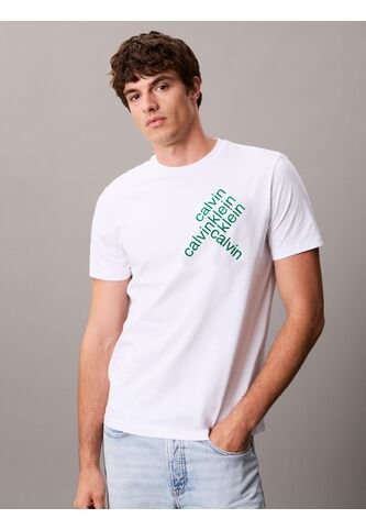 Camiseta Blanca Con Logotipo Apilado Calvin Klein Calvin Klein