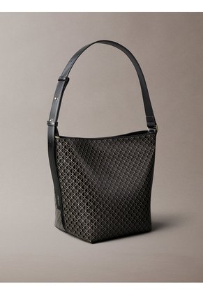 Bolso Negro Mediano Con Estampado De Emblema Y Bolsillo Interior Calvin Klein