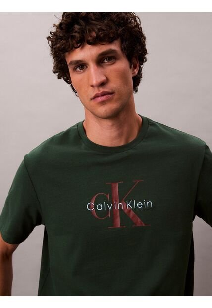 Camiseta Verde 20s Con Estampado Gráfico De Monograma Calvin Klein