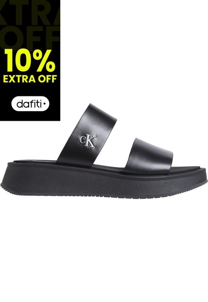 Sandalias Negro De Cuero Con Plataforma Calvin Klein