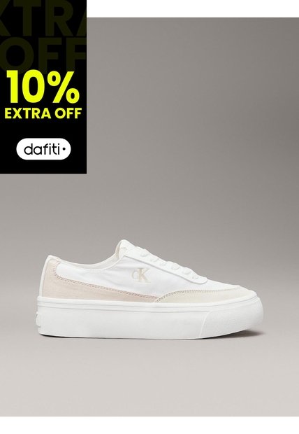 Tenis Blanco De Lona Con Plataforma Calvin Klein