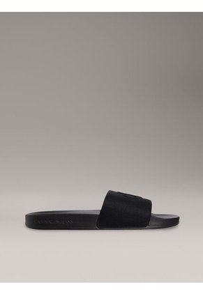 Sandalias Negro De Lona Con Logo Calvin Klein