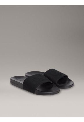 Sandalias Negro De Lona Con Logo Calvin Klein