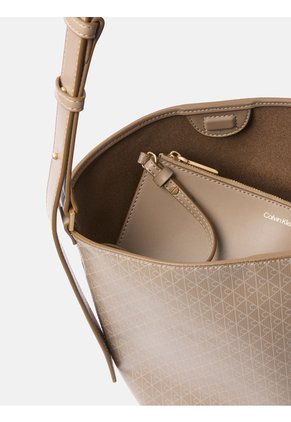 Bolso Beige Mediano Con Estampado De Emblema Y Bolsillo Interior Calvin Klein