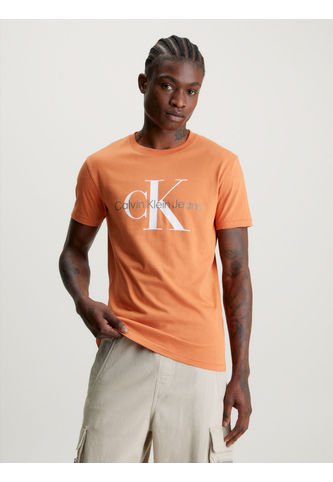 Camiseta Slim Con Monograma Hombre Naranja Calvin Klein Calvin Klein