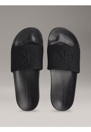 Sandalias Negro De Lona Con Logo Calvin Klein