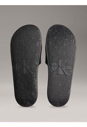 Sandalias Negro De Lona Con Logo Calvin Klein