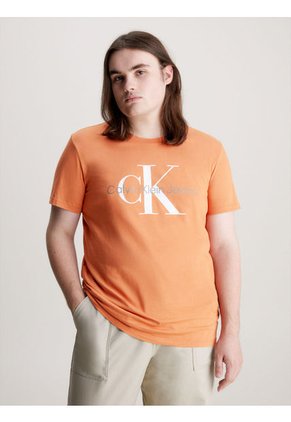Camiseta Slim Con Monograma Hombre Naranja Calvin Klein