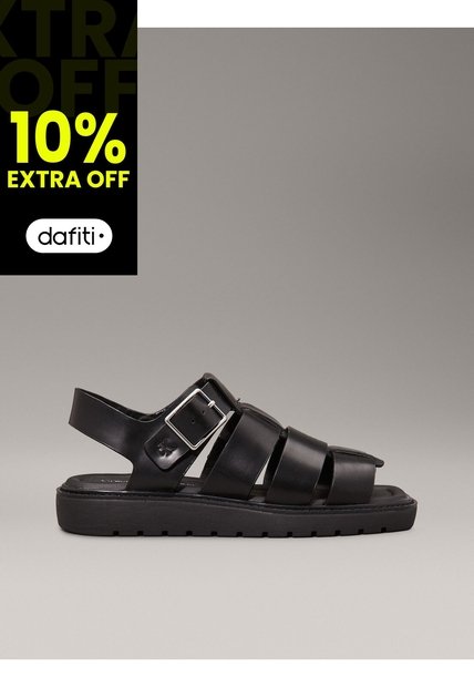 Sandalias Negro De Pescador De Cuero Calvin Klein