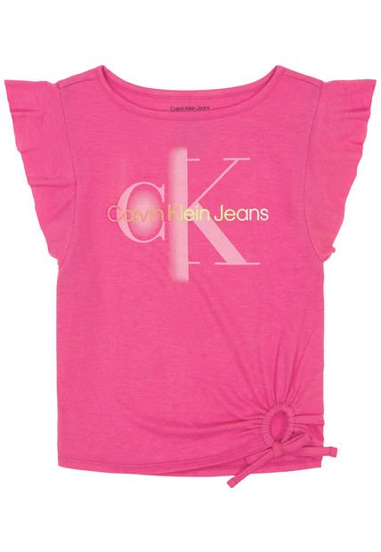 Camiseta Rosa Para Niña Con Detalle De Lazo Calvin Klein