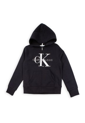 Buzo Negro Con Capota Y Monograma Calvin Klein