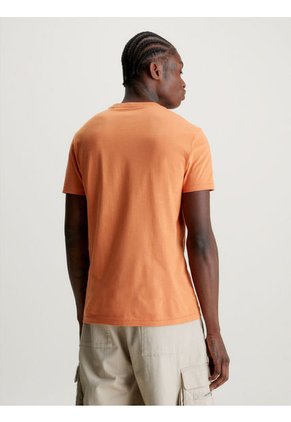 Camiseta Slim Con Monograma Hombre Naranja Calvin Klein