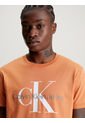 Camiseta Slim Con Monograma Hombre Naranja Calvin Klein de Calvin Klein
