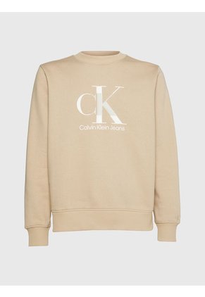 Sudadera Con Monograma Hombre Beige Calvin Klein