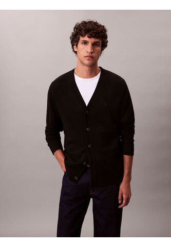 Cárdigan Negro Ligero De Manga Larga En Lana Merino Calvin Klein Calvin Klein