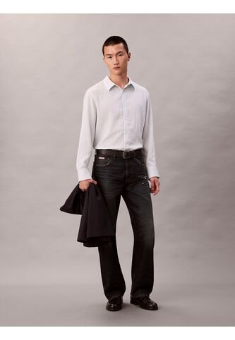 Camisa Blanca Cómoda De Manga Larga Con Estampado De Rayas Calvin Klein Calvin Klein