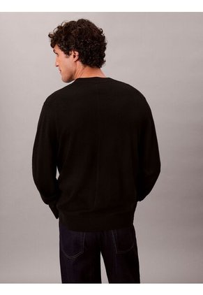 Cárdigan Negro Ligero De Manga Larga En Lana Merino Calvin Klein
