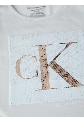 Camiseta Marrón Con Logotipo De Lentejuelas Para Niña Calvin Klein