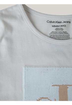 Camiseta Marrón Con Logotipo De Lentejuelas Para Niña Calvin Klein